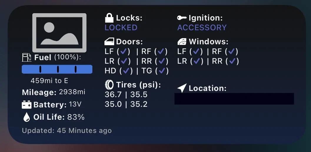Ford Maverick 📱 Scriptable FordPass Widget For Maverick (iOS, iPad, MacOS) 31E2E42D-4E68-41D2-8D95-540767E5431C