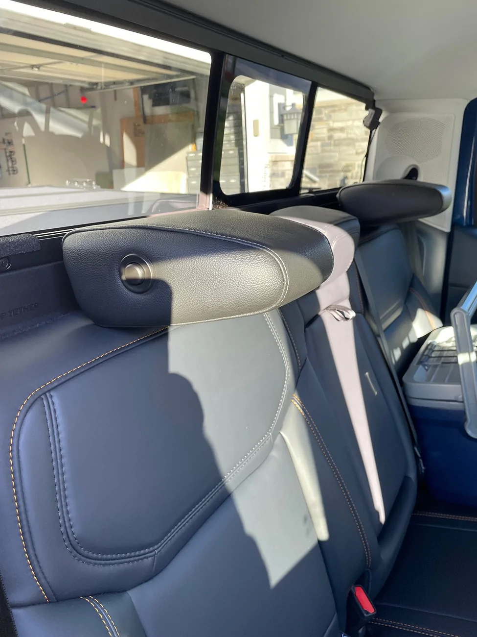 Ford Maverick Fold down rear headrests (from F-150) installed in 2024 XLT Navy Pier interior fold down headrests