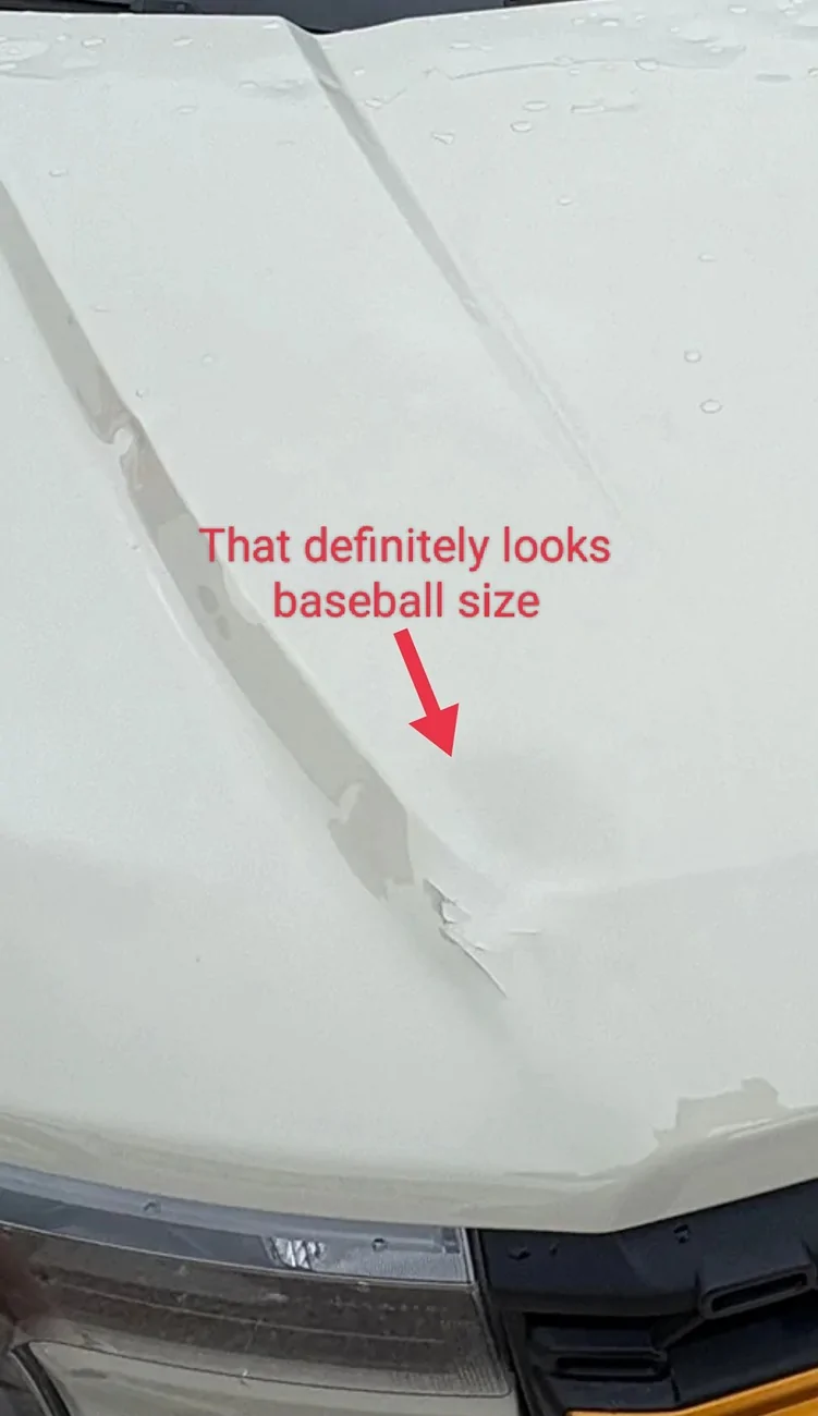 Ford Maverick Baseball size hail vs maverick tremor IMG_20260429_161319