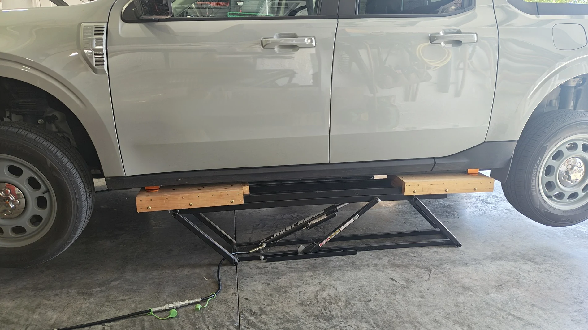 Ford Maverick DIY Floor jack and jack stand saddle: I've never felt safer Maverick on QuickJack