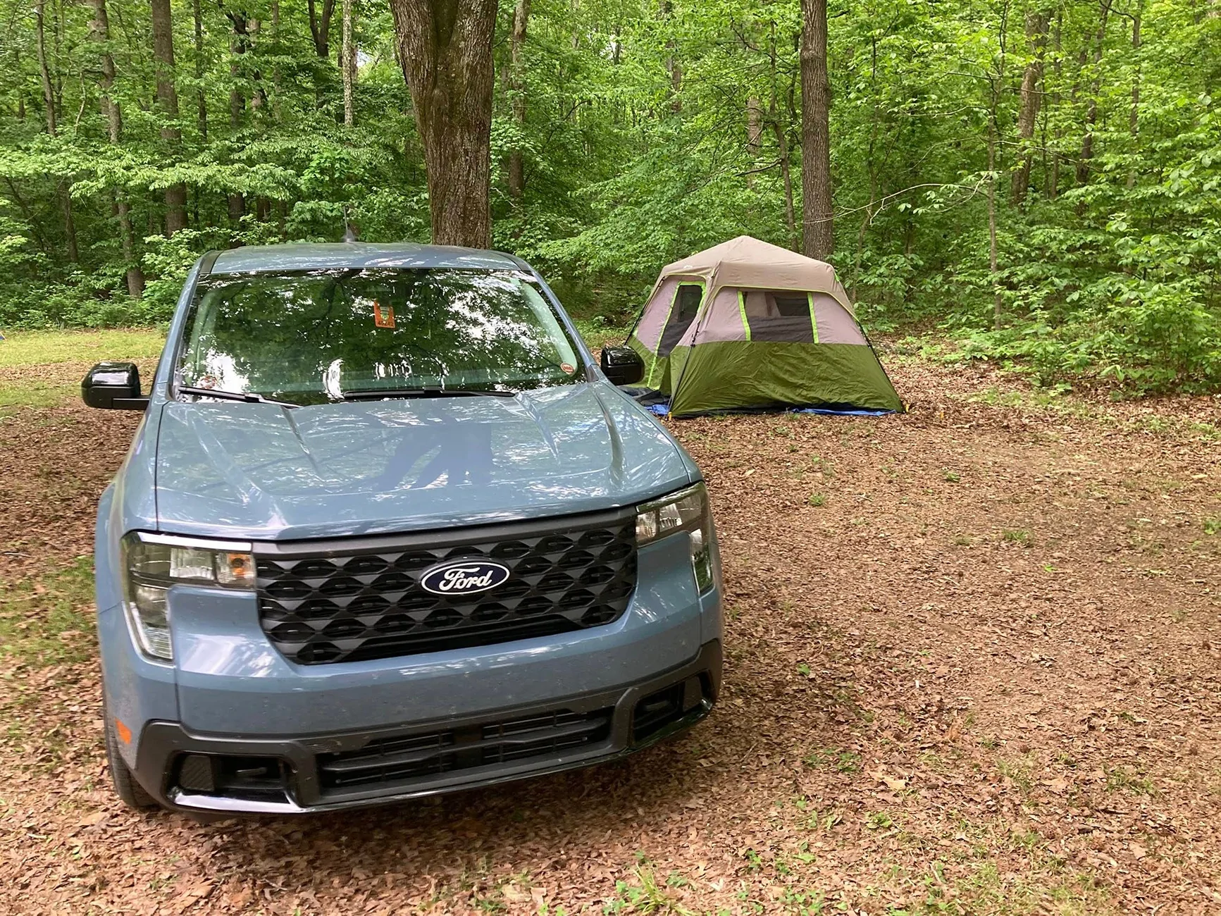 Ford Maverick First tent camping trip with Maverick and went to Land Between the Lakes (LBL). Maverick and Tent at LBL