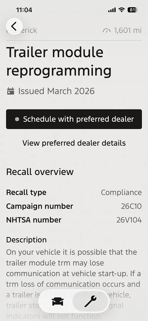 Ford Maverick Over the Air Software Update: Safety Recall 25C69 Integrated Park Module 1778382391327-5u
