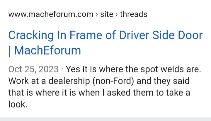 Ford Maverick Drivers door stop spot welds came loose 20260511_075931