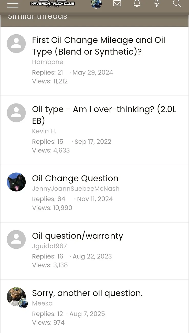 Ford Maverick Oil type question! IMG_20260511_123718