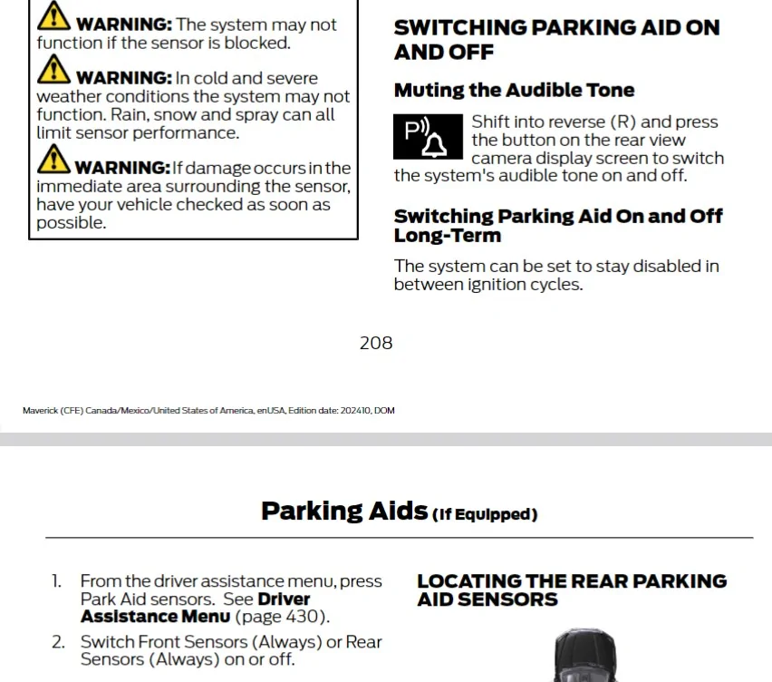 Ford Maverick Disable back up sensors when towing? Screenshot 2026-05-15 100854