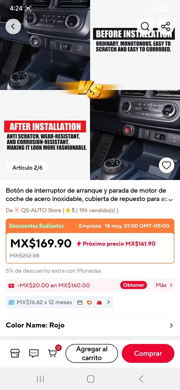 Ford Maverick MOD: Red Mustang GT Start Stop Button installed Screenshot_20260516_162417_AliExpress