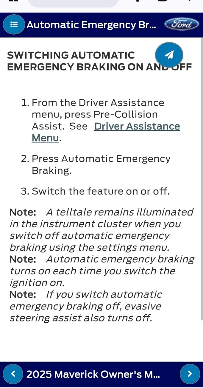 Ford Maverick Some form of automatic braking is annoying me Screenshot_2026-05-19-14-54-38-46_40deb401b9ffe8e1df2f1cc5ba480b12