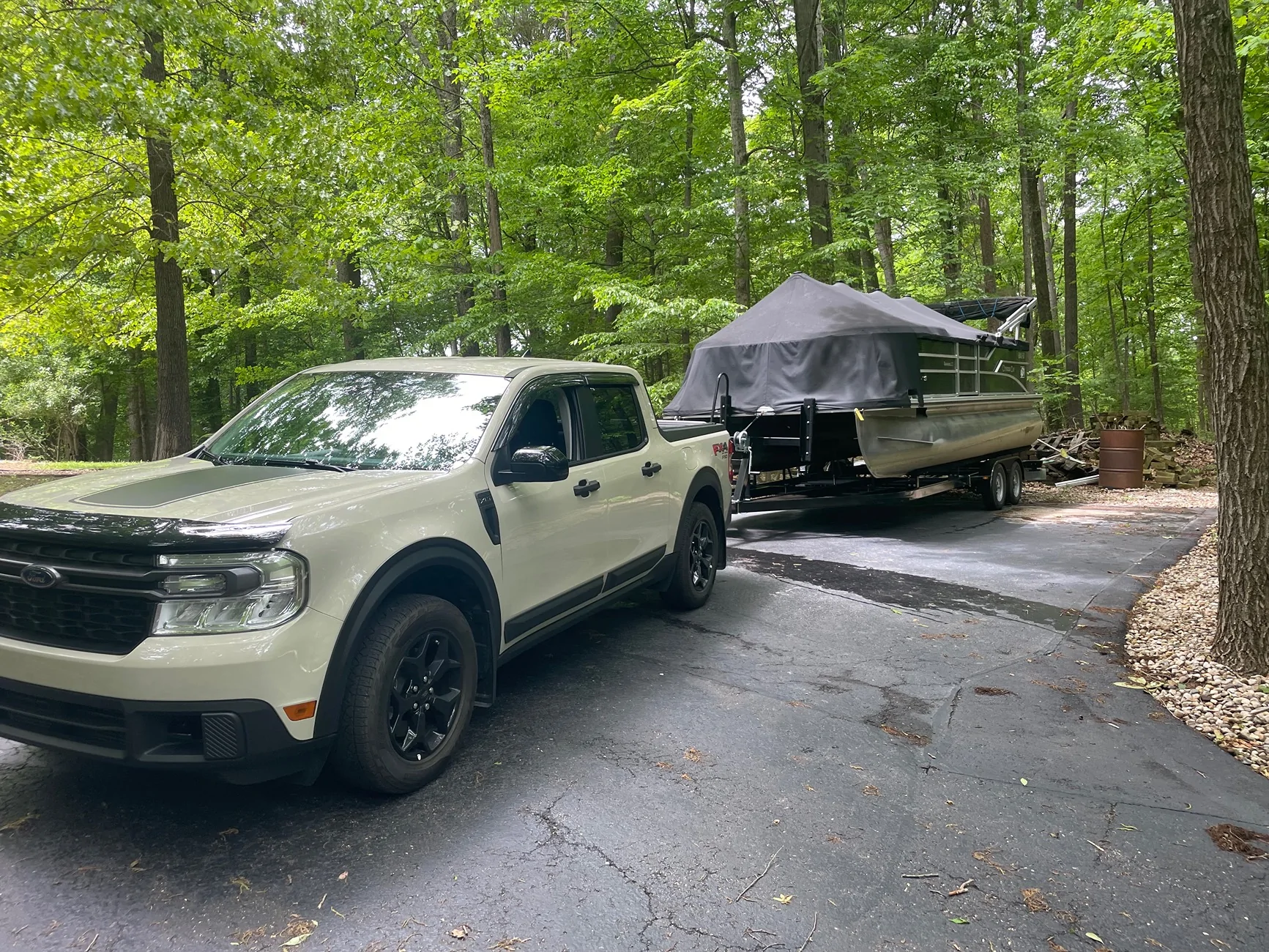 Ford Maverick Tested the 4K tow package by towing 25' pontoon boat IMG_8597