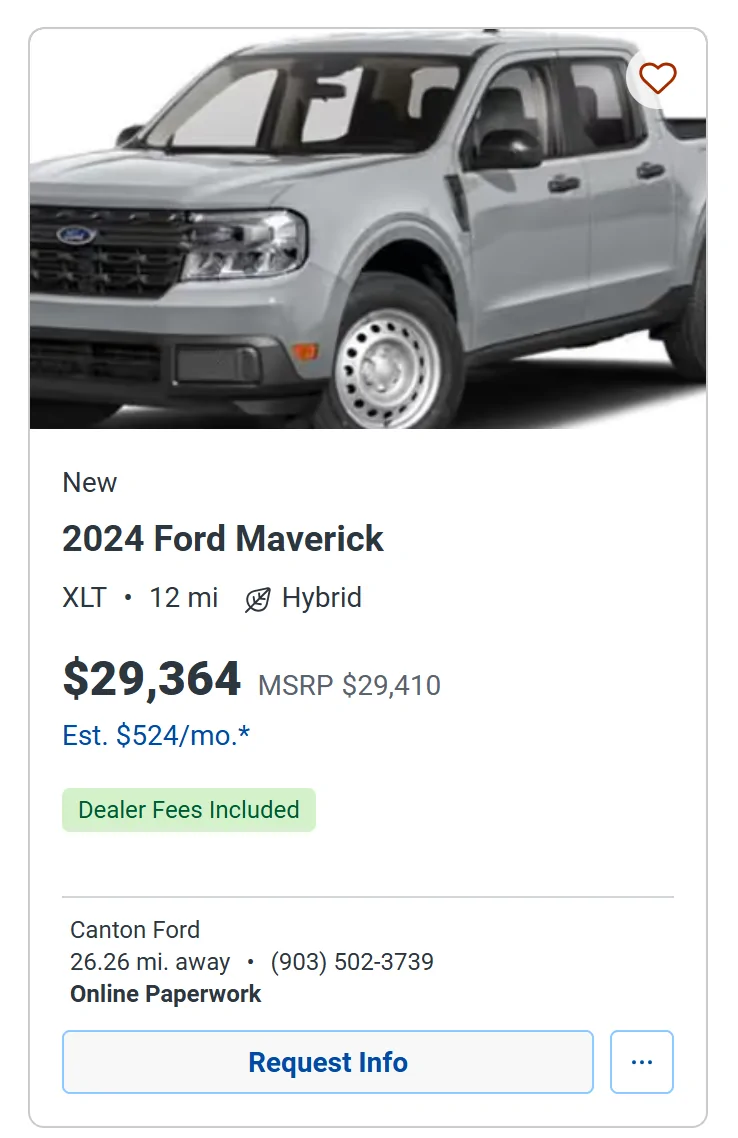 Ford Maverick Left over 2024 12 miles. 1779733174948-04