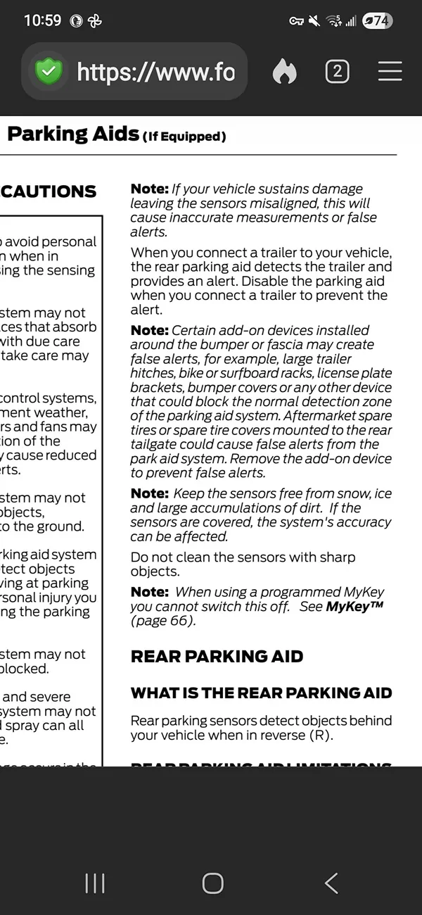 Ford Maverick Parking aid not working Screenshot_20260528_105919_DuckDuckGo