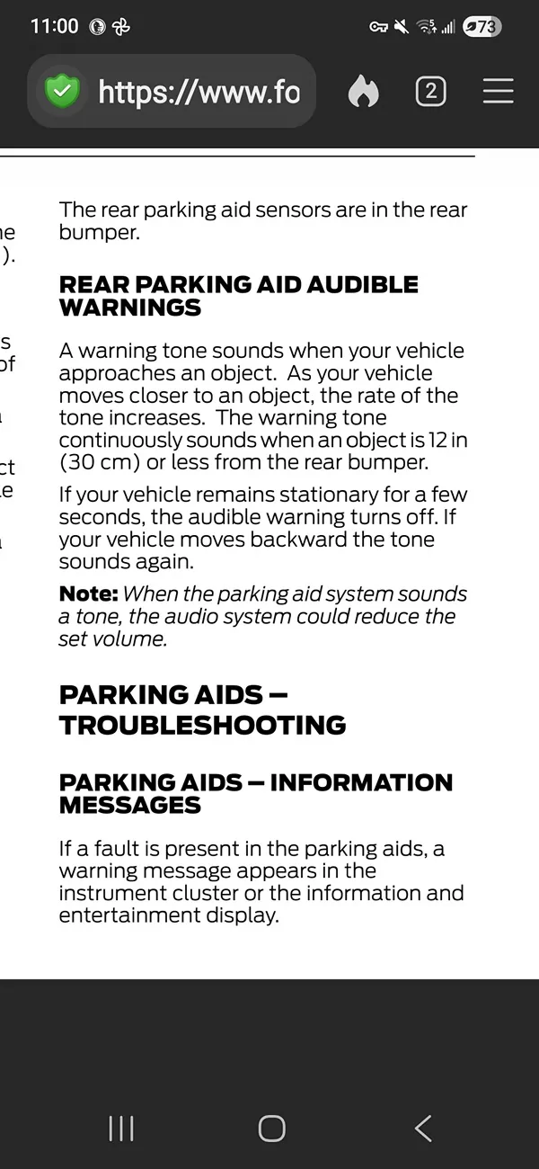 Ford Maverick Parking aid not working Screenshot_20260528_110017_DuckDuckGo
