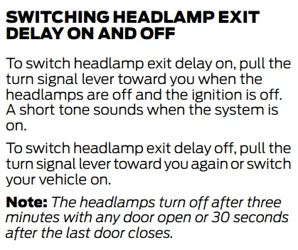 Ford Maverick headlight wiring autolamp exit disabl