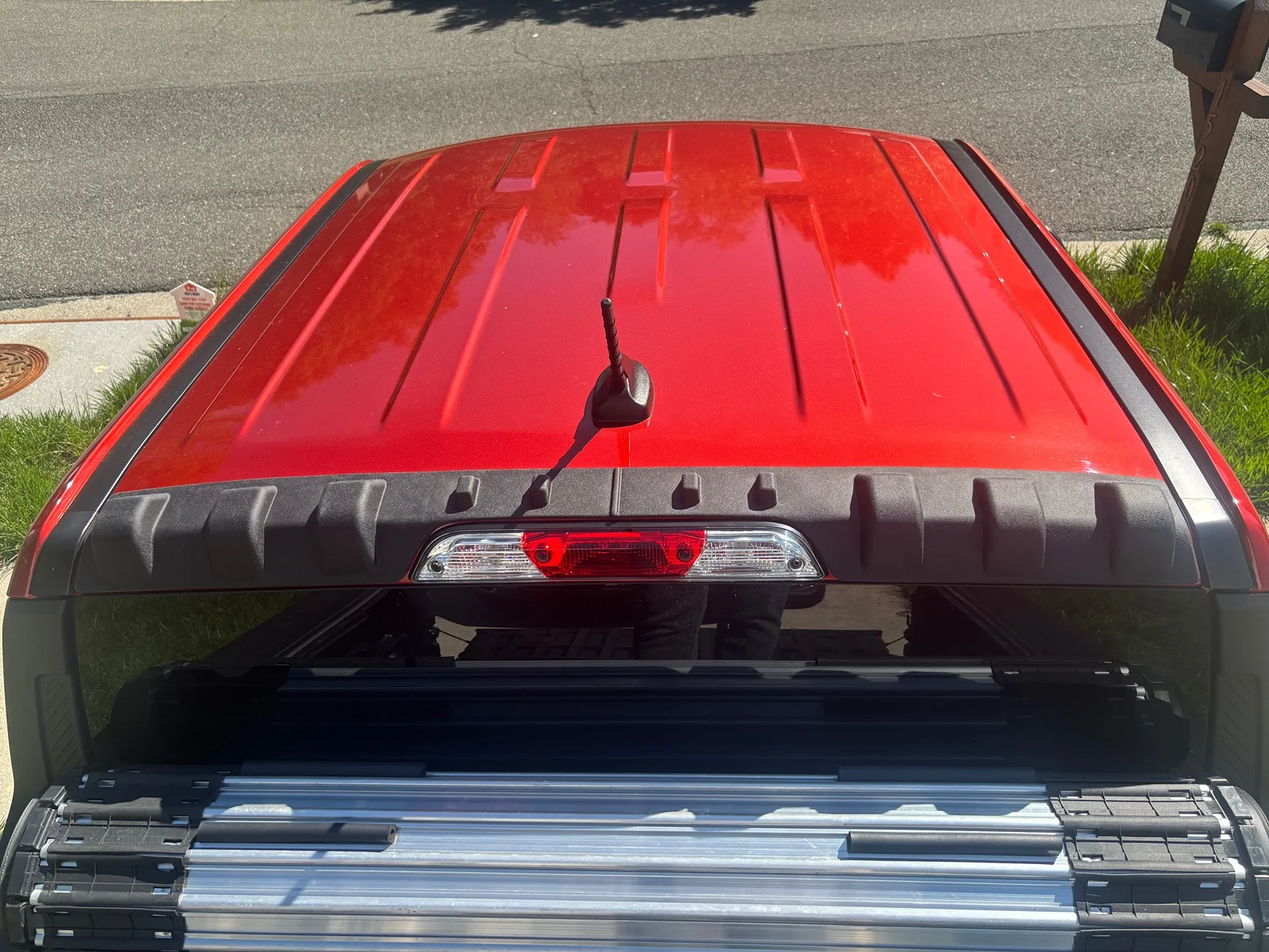 Ford Maverick Rear roof spoiler installed IMG_2128
