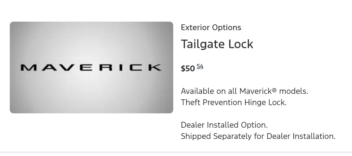 Ford Maverick 2026 tail gate remote lock up grade Screenshot 2026-05-31 172537