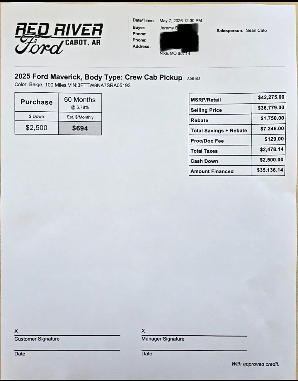 Ford Maverick Pricing leftover 2025 tremor IMG_7294