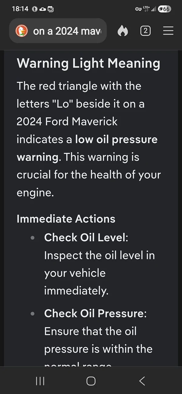 Ford Maverick Symbol of a red triangle with an “!”  In the middle of the triangle Screenshot_20260602_181441_DuckDuckGo