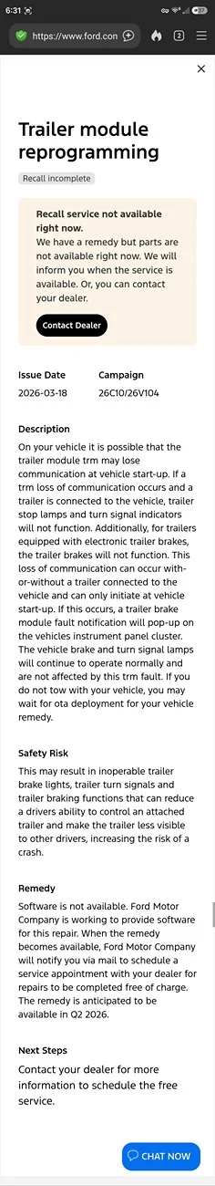 Ford Maverick Ford Issues Do-Not-Drive Advisory for Certain 2021-2026 Maverick; Owners Urged to Contact Dealerships Immediately (June 1, 2026) Screenshot_20260603_183150_DuckDuckGo