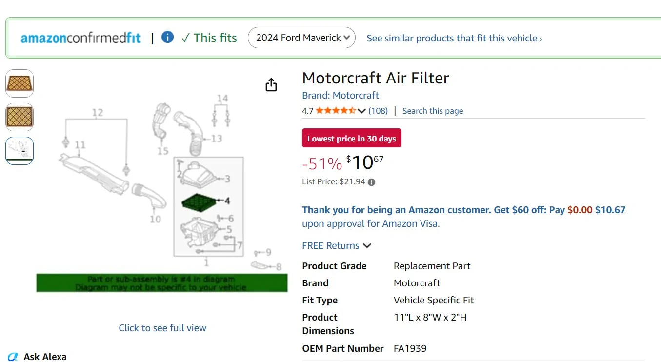 Ford Maverick FA-1939 air filter Screenshot 2026-06-03 222305