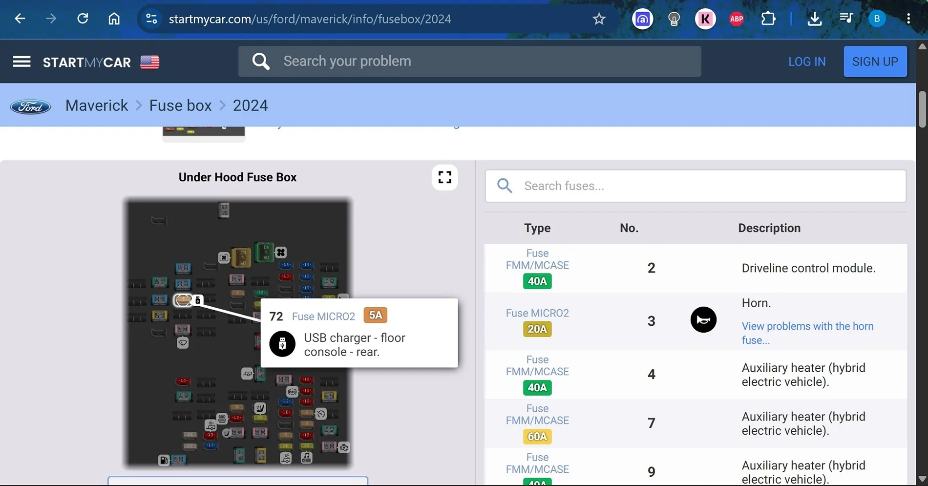 Ford Maverick Interactive Fuse Box Diagrams & Specs! [Bookmark This] 🛻💨 Screenshot 2026-06-06 214225