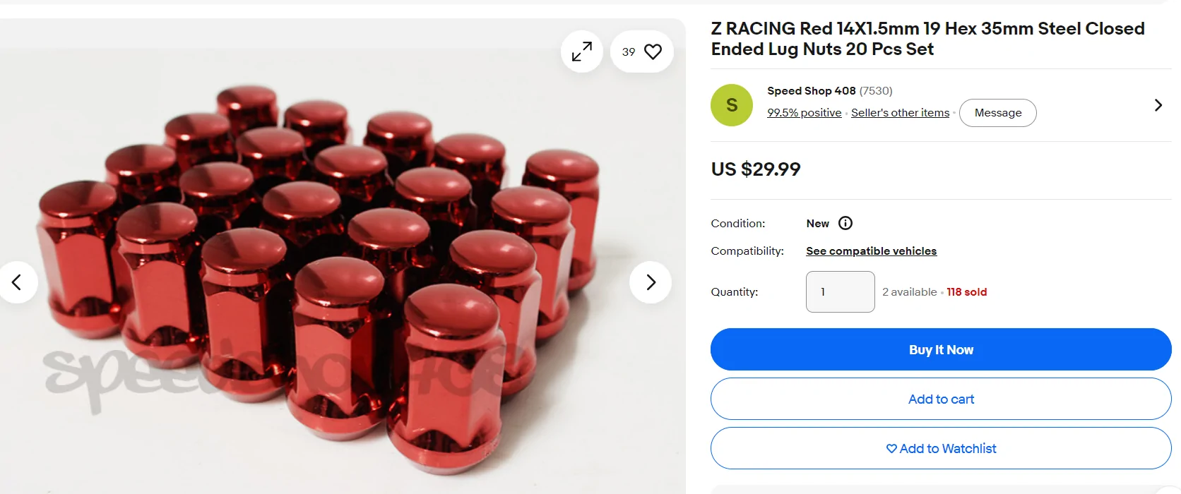 Ford Maverick flourescent red lug nuts 1780962167767-9q