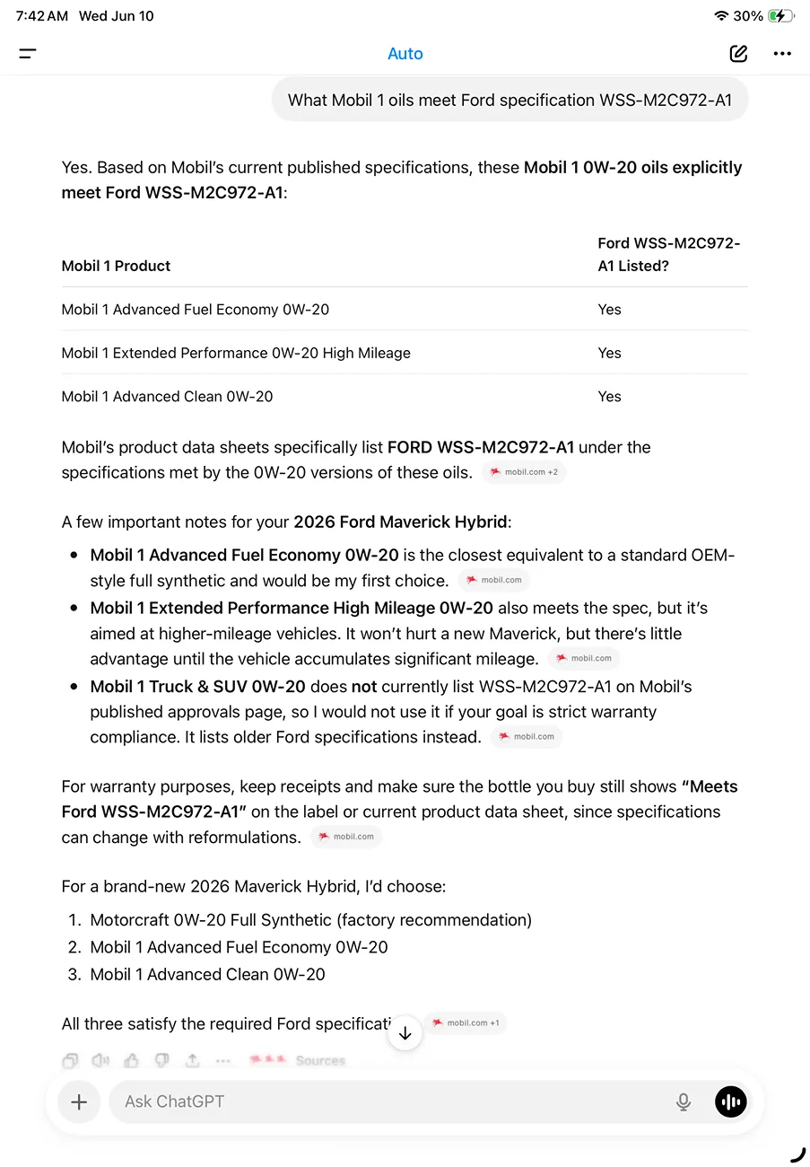 Ford Maverick Oil Change Frequency 2026 Hybrid Maverick IMG_4056
