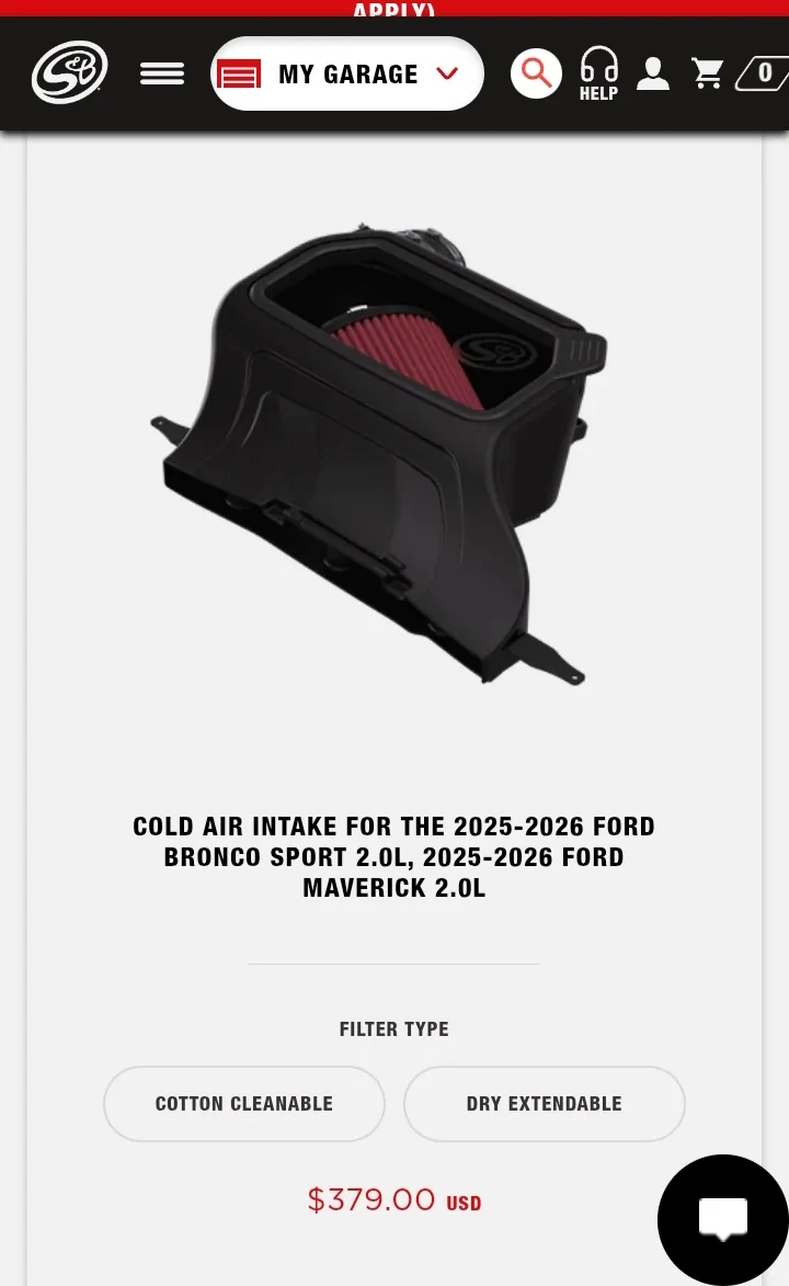Ford Maverick 2025-2026 Maverick EcoBoost S&B cold air intake 20260610_090257
