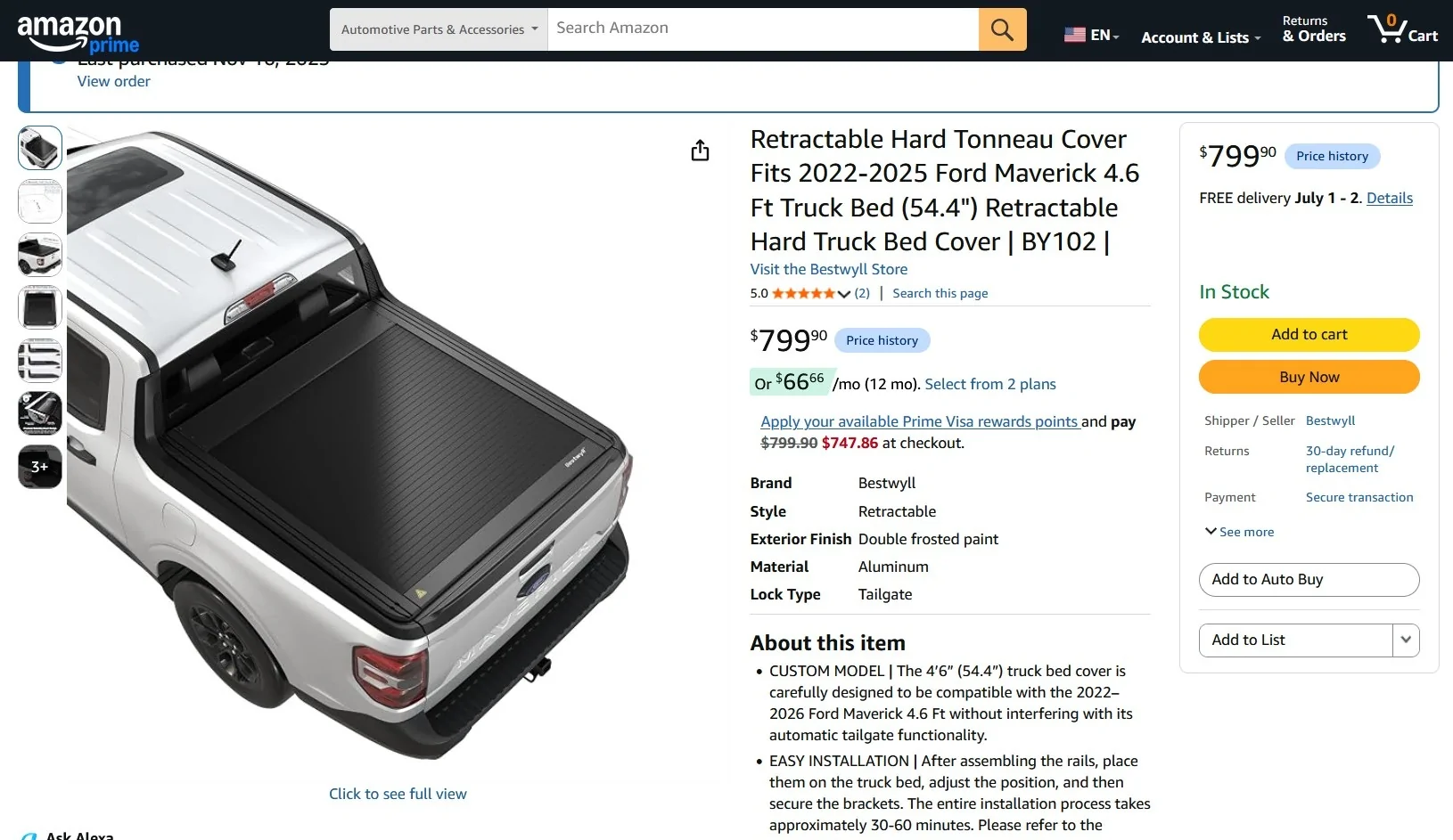 Ford Maverick Bestwyll Retractable Hard Tonneau Cover w/ T-Slots Screenshot 2026-06-25 153416