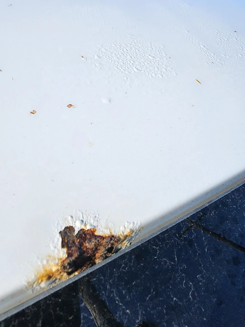 Ford Maverick Rust on roof bordering windshield Maverick roof rust