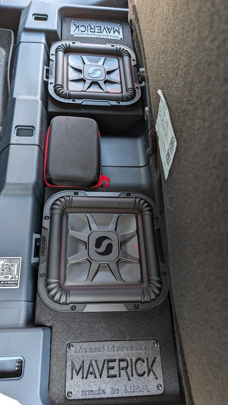 Ford Maverick Ground Shaker subwoofer boxes and Kicker Subs Subs2