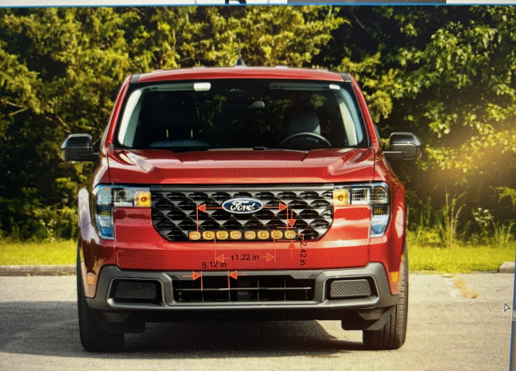 Ford Maverick Grille mounted KC flex era light bar IMG_1227