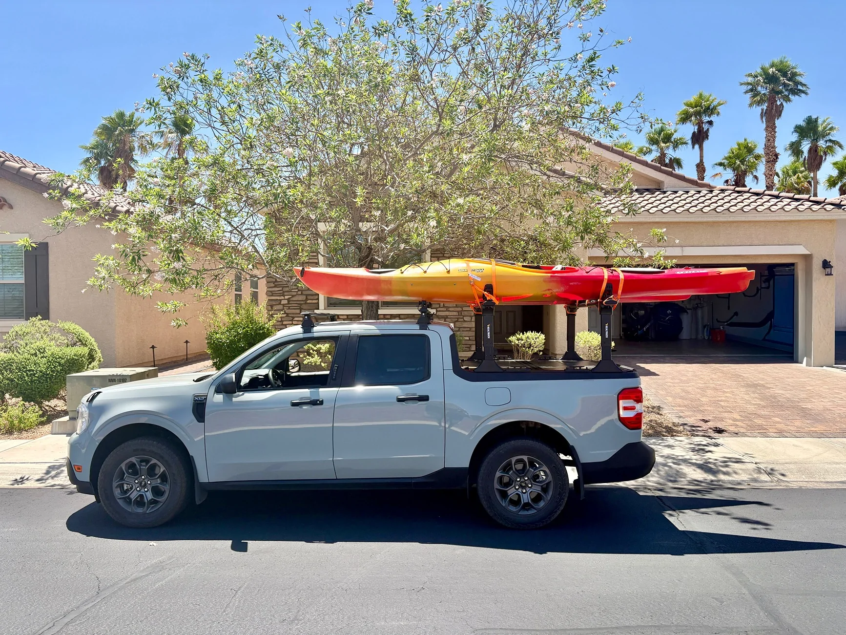 Ford Maverick Kayaks on Elevate Bed Racks IMG_0573