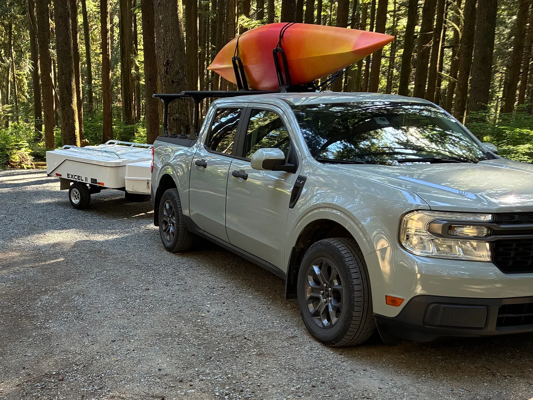 Ford Maverick Kayaks on Elevate Bed Racks IMG_0943