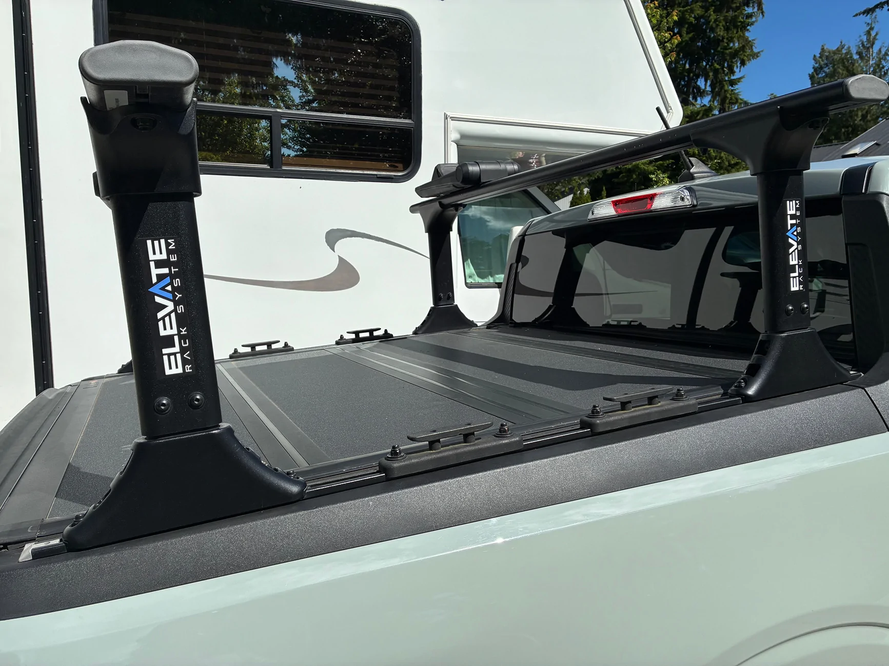 Ford Maverick Kayaks on Elevate Bed Racks IMG_0956