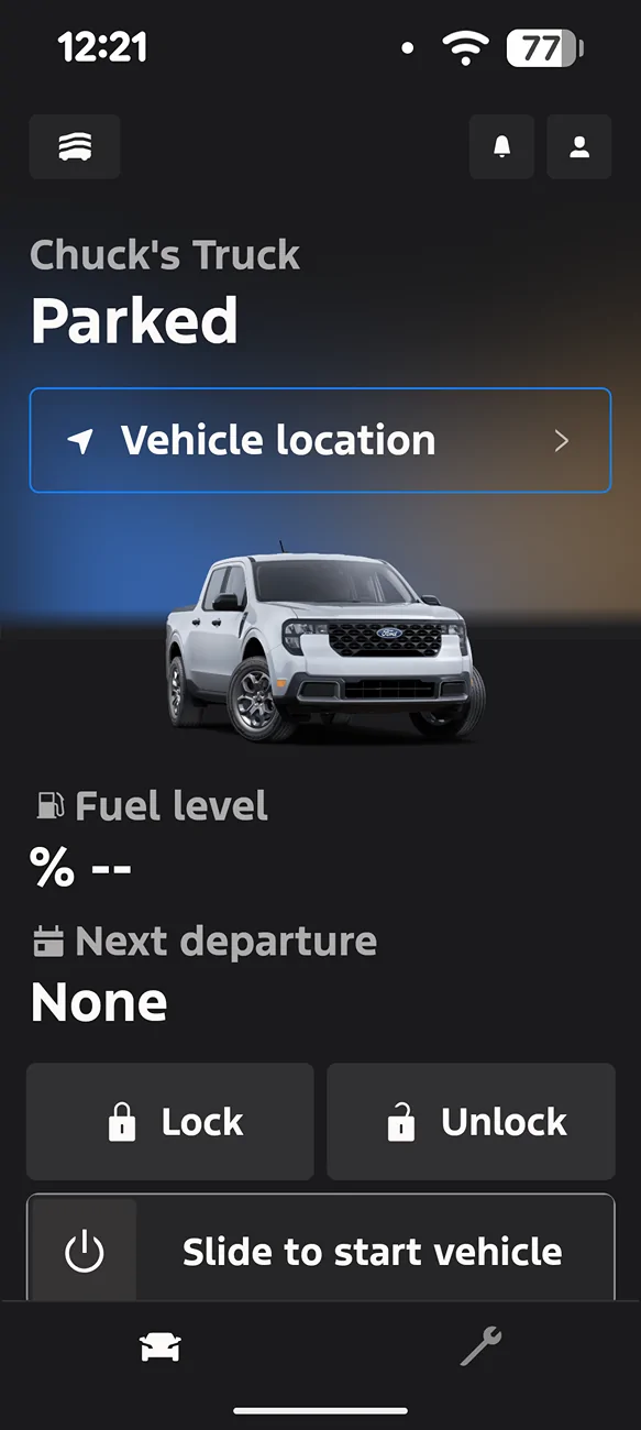 Ford Maverick No MTE showing on App. Screenshot_20260706-122102