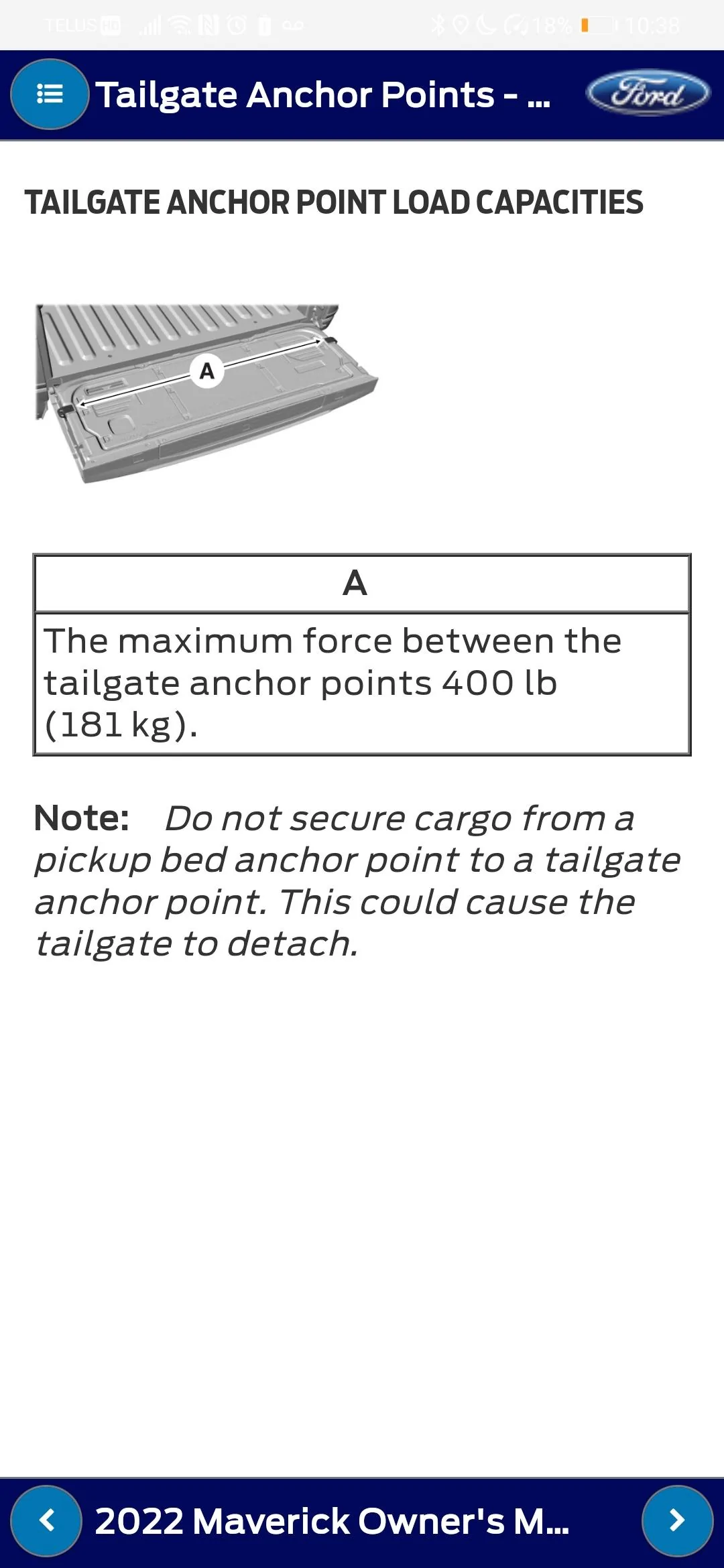 Ford Maverick Tailgate not level with bed. Screenshot_20211223_223850_com.ford.fordpass