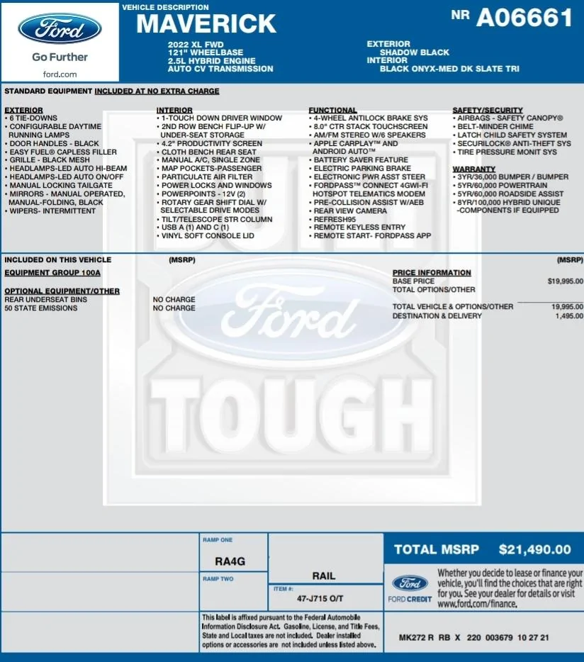 Ford Maverick Base XL hybrid available in Vandalia Oh. Screenshot_20211224-234110_Driv