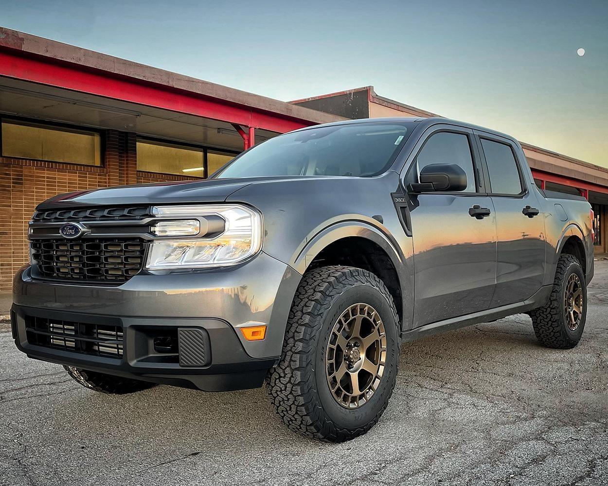 Ford Maverick CARBONIZED GRAY Maverick Photos Thread 2022 Ford Maverick XLT on 2%22 Lift Kit + VR Forged D14 Satin Bronze Wheels 7