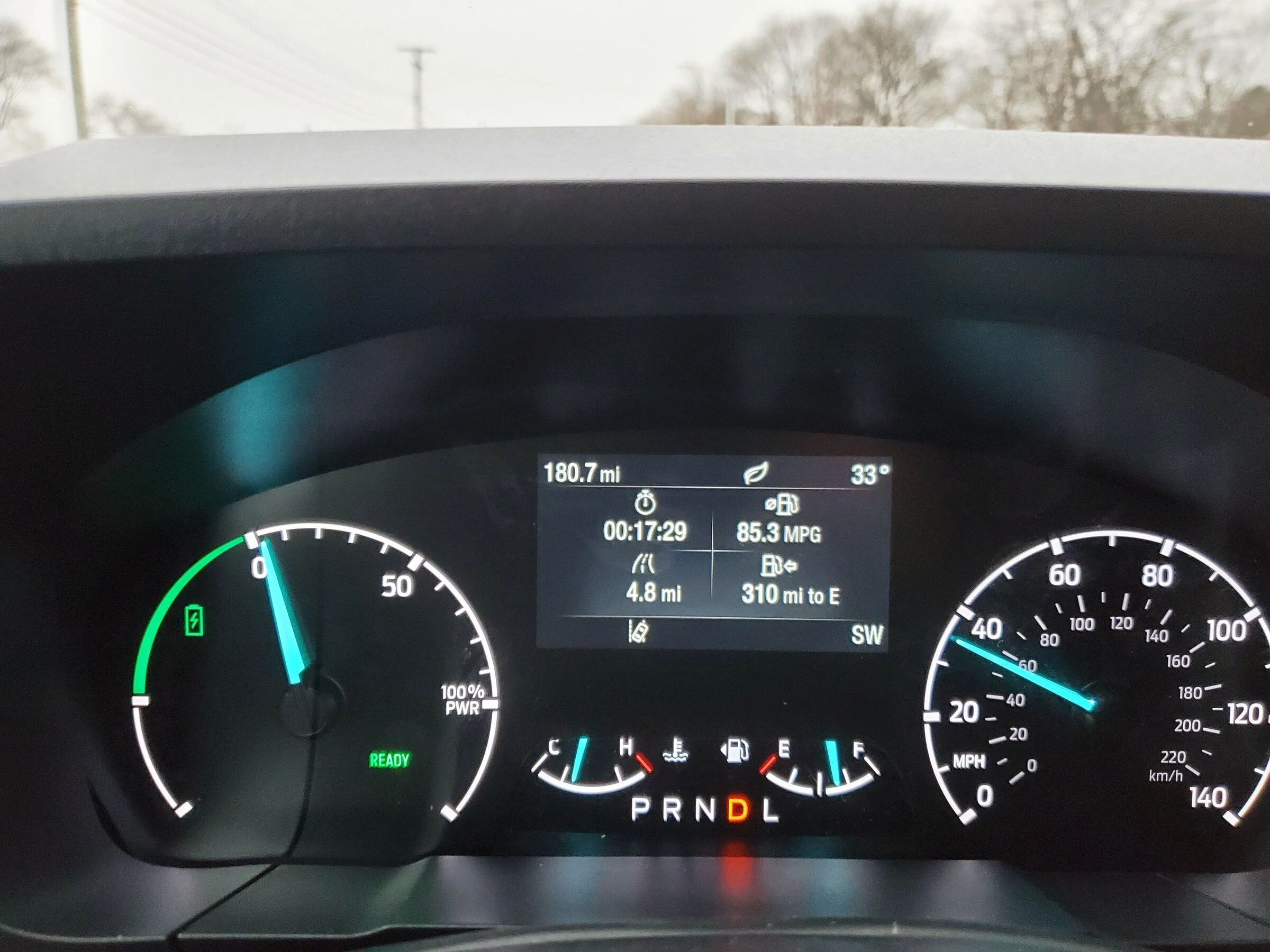 Ford Maverick Hybrid CRAZY mpg going slow along the lake 20211228_154235