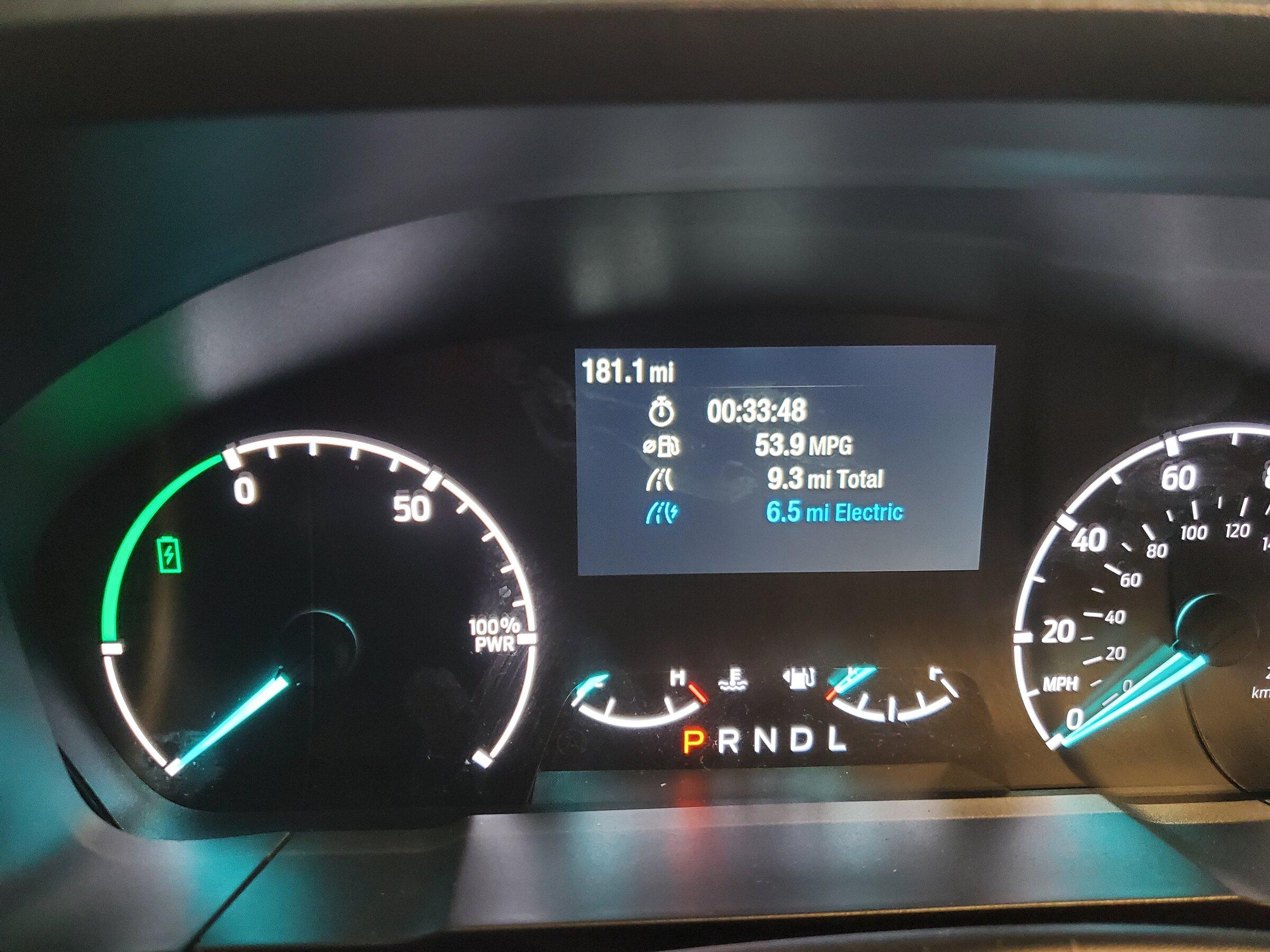 Ford Maverick Hybrid CRAZY mpg going slow along the lake 20211228_154526