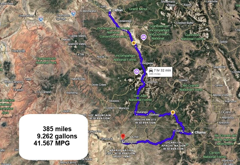 Ford Maverick Real World MPG Over 1,168 Mile Trip in Hybrid 3rd Gas Farmington, NM