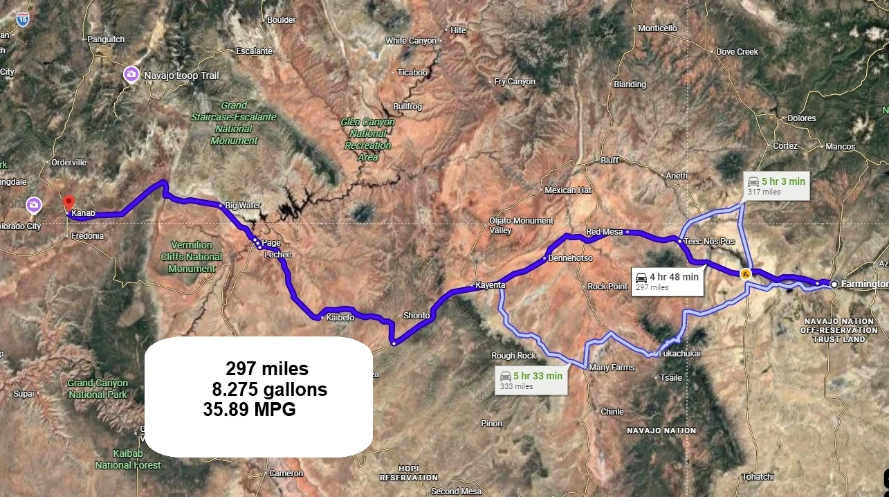 Ford Maverick Real World MPG Over 1,168 Mile Trip in Hybrid 4th Gas Kanab, UT