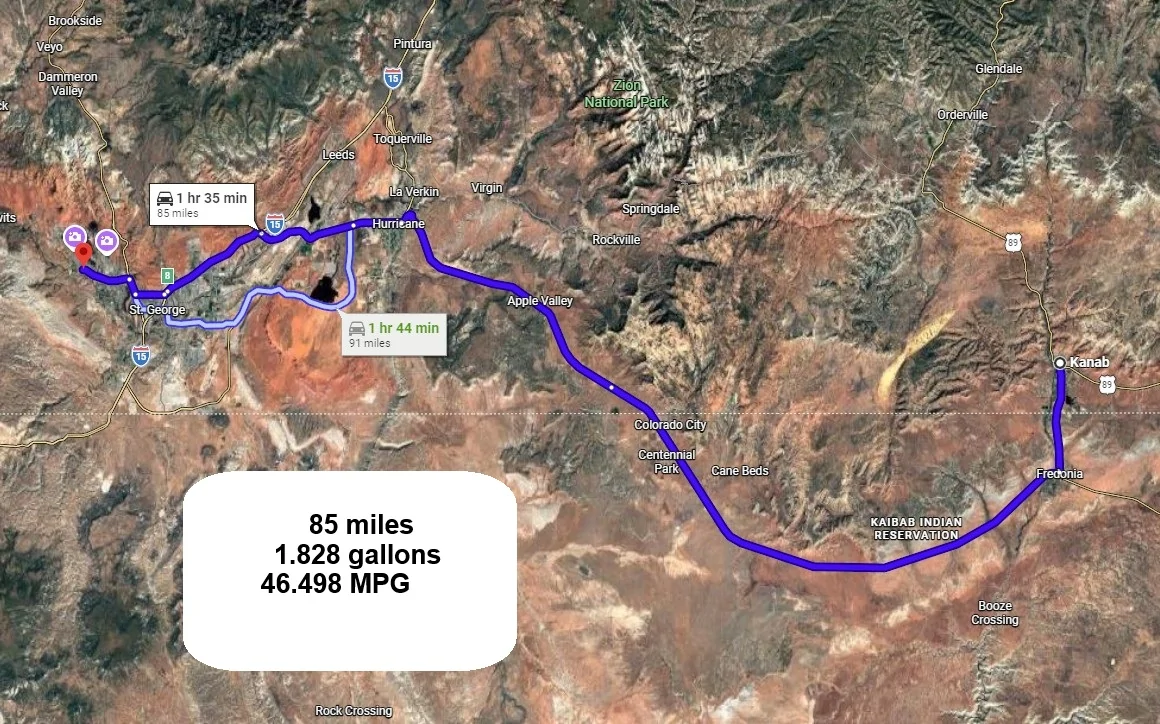 Ford Maverick Real World MPG Over 1,168 Mile Trip in Hybrid 5th Gas Santa Clara, UT