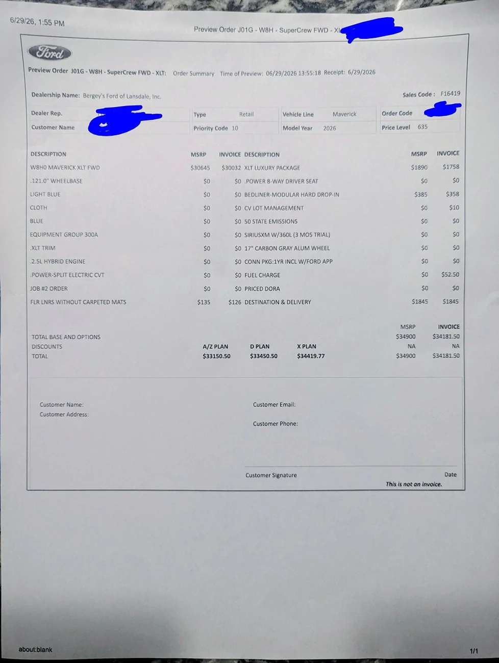 Ford Maverick 2026 XLT Hybrid ordered! Replacing my '23 XLT hybrid! PXL_20260715_021828749~2