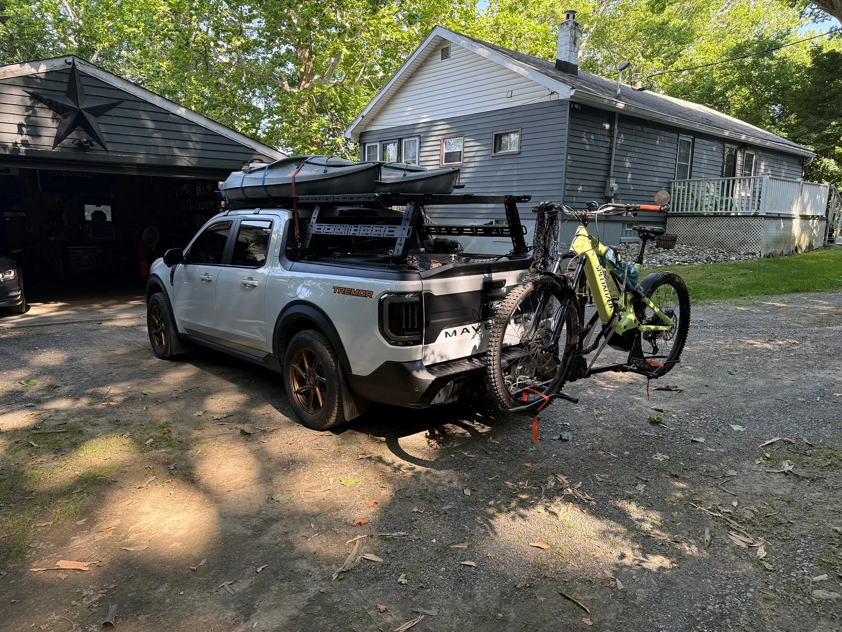 Ford Maverick Kayaks on Elevate Bed Racks IMG_4662