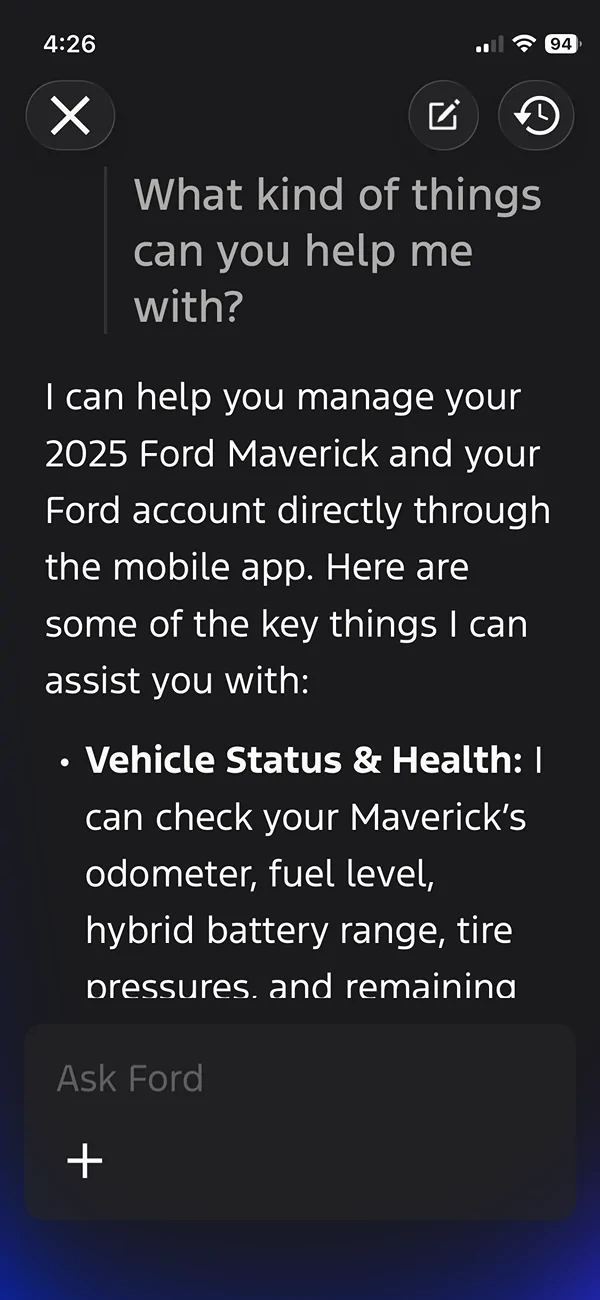 Ford Maverick Ford Pass AI button IMG_0101