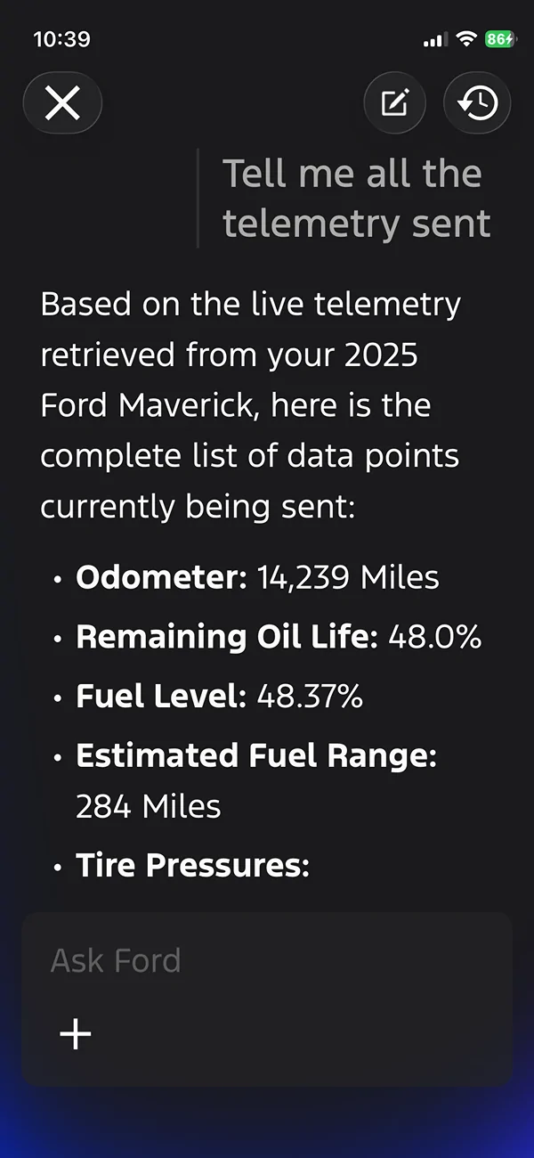Ford Maverick Ford Pass AI button IMG_0114