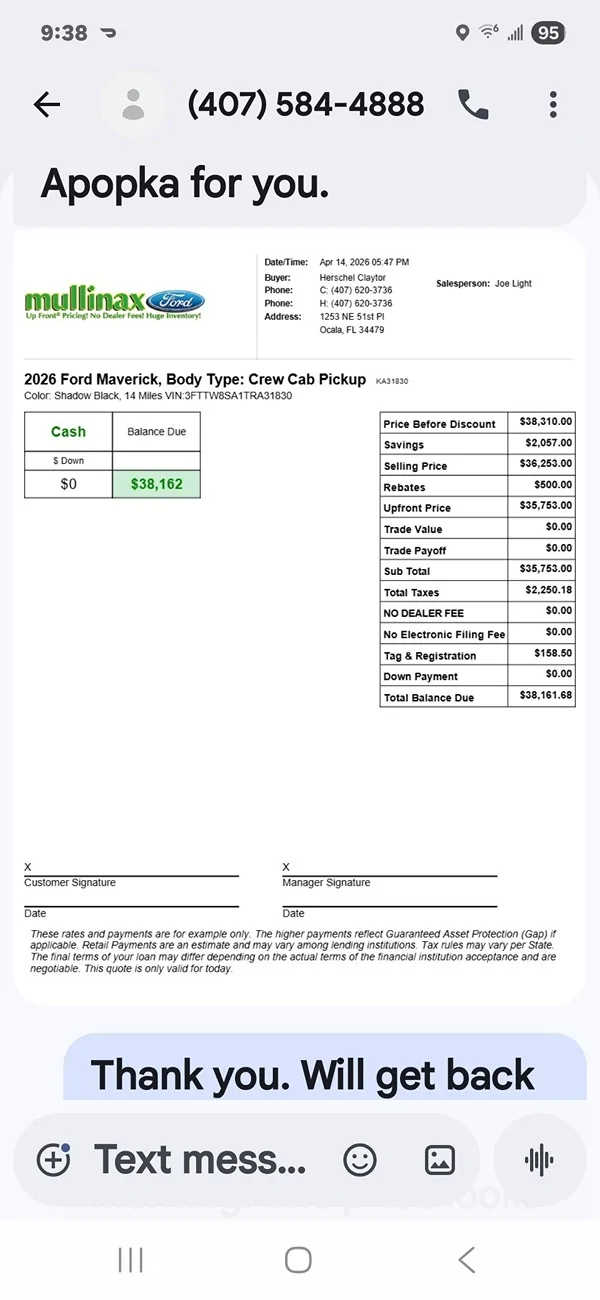 Ford Maverick 26 Maverick Lariat Price Screenshot_20260415_093824_Messages