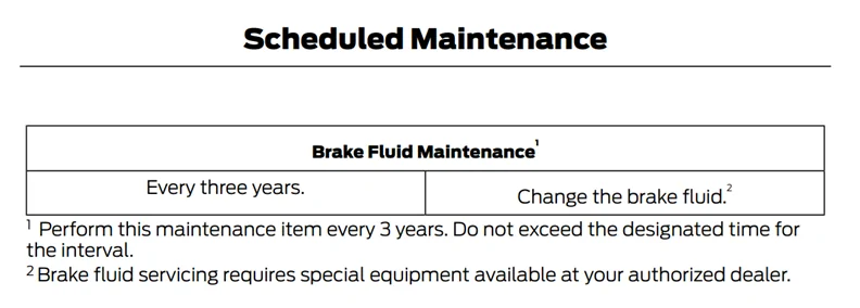 Ford Maverick Brake fluid flush at 42K   WTF? brake juice every three years