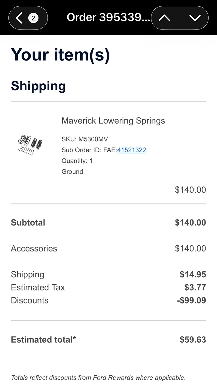 Ford Maverick Lowering springs on Ford website IMG_1853