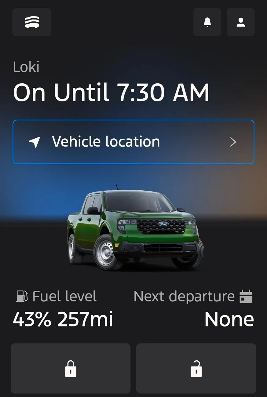 Ford Maverick No MTE showing on App. Screenshot_20260729_071531_Ford